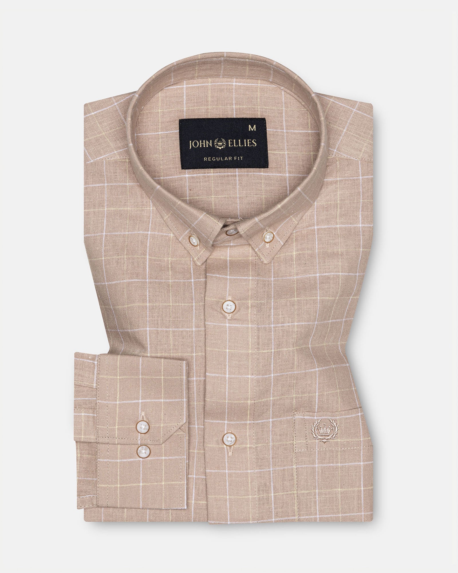 Maison Orange Check Button Down Linen Shirt - John Ellies