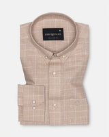 Maison Orange Check Button Down Linen Shirt