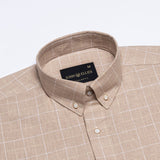 Maison Orange Check Button Down Linen Shirt