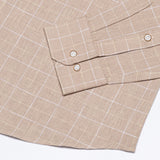 Maison Orange Check Button Down Linen Shirt