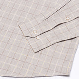 Maison Tan Check Button Down Linen Shirt