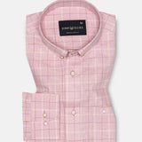 Maison Pink Check Button Down Linen Shirt