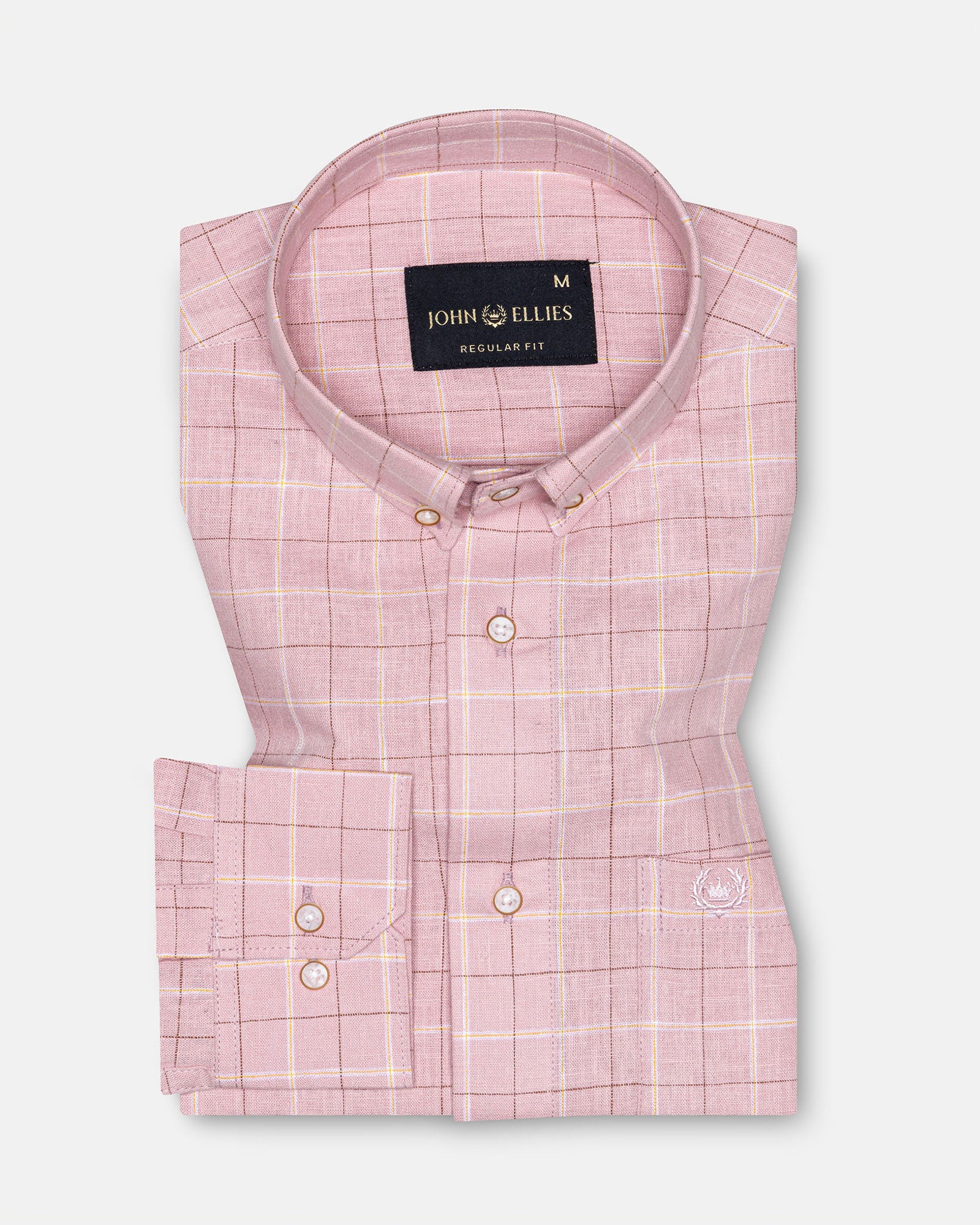Maison Pink Check Button Down Linen Shirt - John Ellies