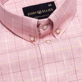Maison Pink Check Button Down Linen Shirt