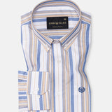 Rubern Blue Stripes Button Down Cotton Shirt - John Ellies
