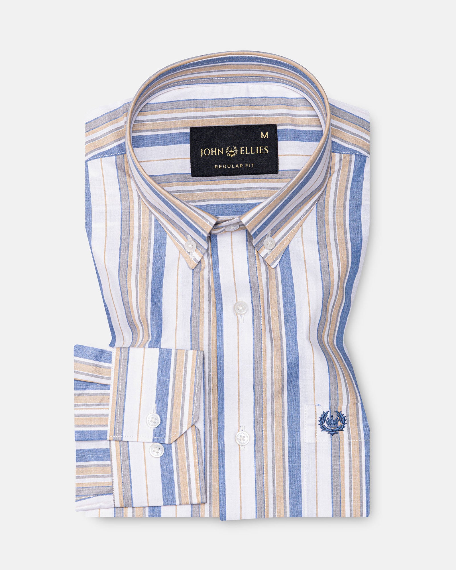 Rubern Blue Stripes Button Down Cotton Shirt - John Ellies