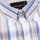 Rubern Blue Stripes Button Down Cotton Shirt - John Ellies