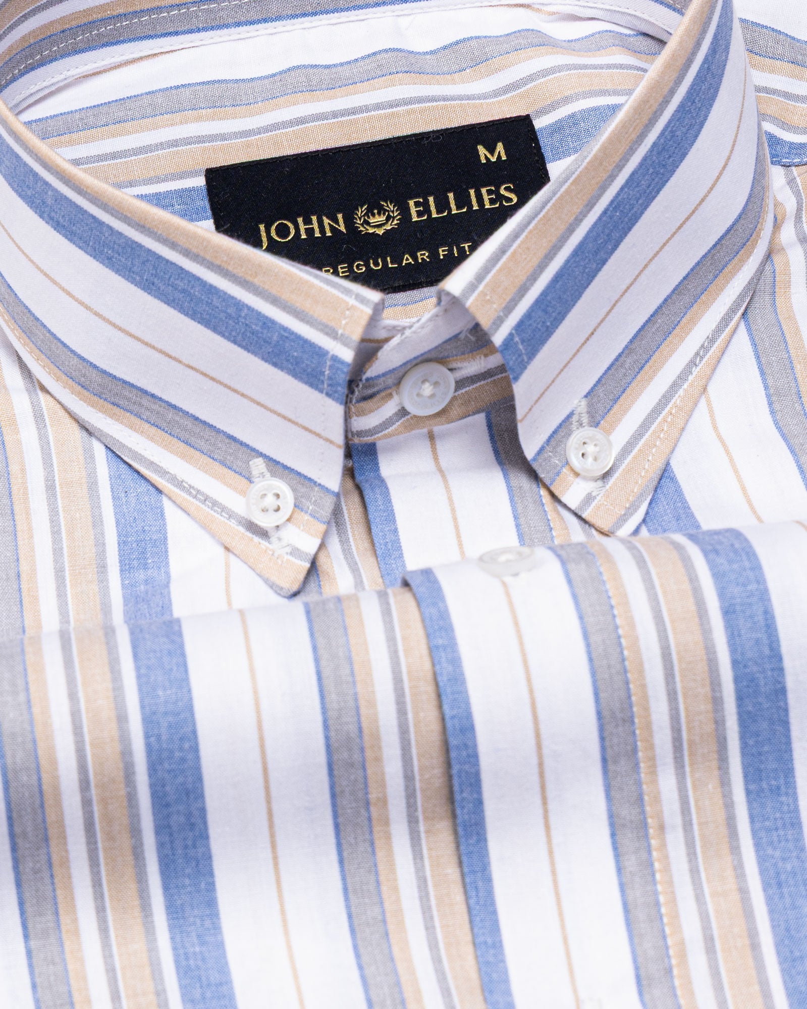 Rubern Blue Stripes Button Down Cotton Shirt - John Ellies