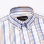 Rubern Blue Stripes Button Down Cotton Shirt - John Ellies