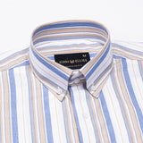 Rubern Blue Stripes Button Down Cotton Shirt - John Ellies