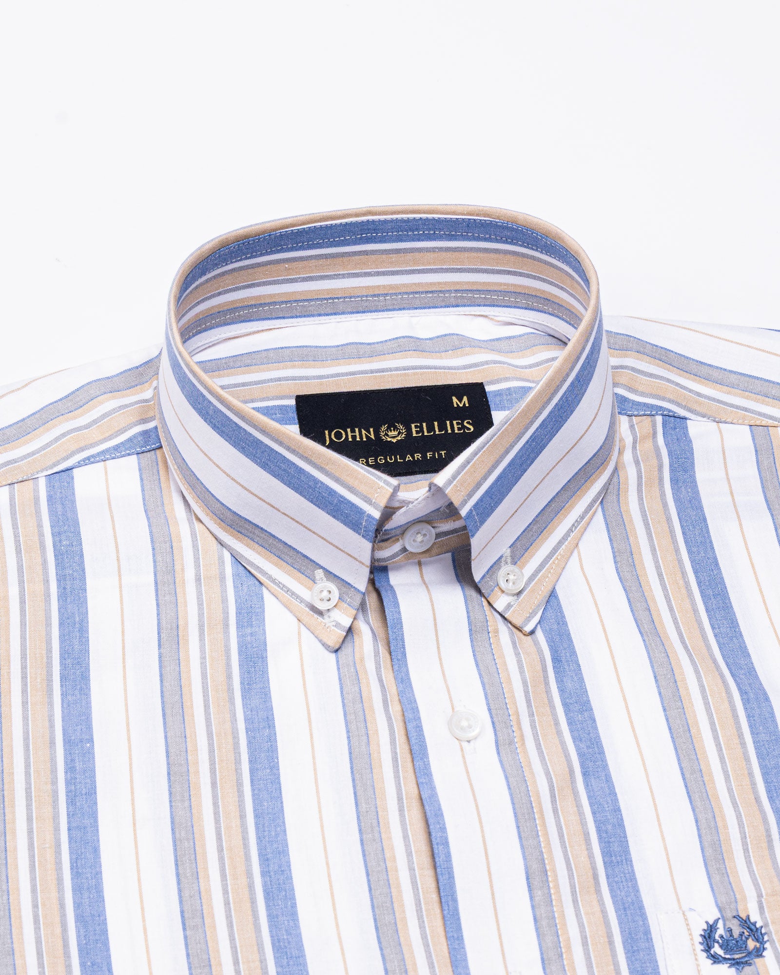 Rubern Blue Stripes Button Down Cotton Shirt - John Ellies