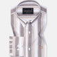 Rubern Brown Stripes Button Down Cotton Shirt - John Ellies