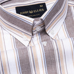 Rubern Brown Stripes Button Down Cotton Shirt - John Ellies