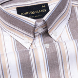 Rubern Brown Stripes Button Down Cotton Shirt - John Ellies