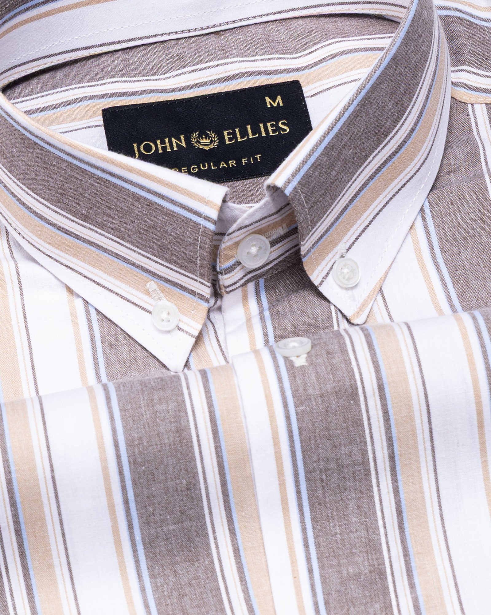 Rubern Brown Stripes Button Down Cotton Shirt - John Ellies
