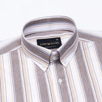 Rubern Brown Stripes Button Down Cotton Shirt - John Ellies