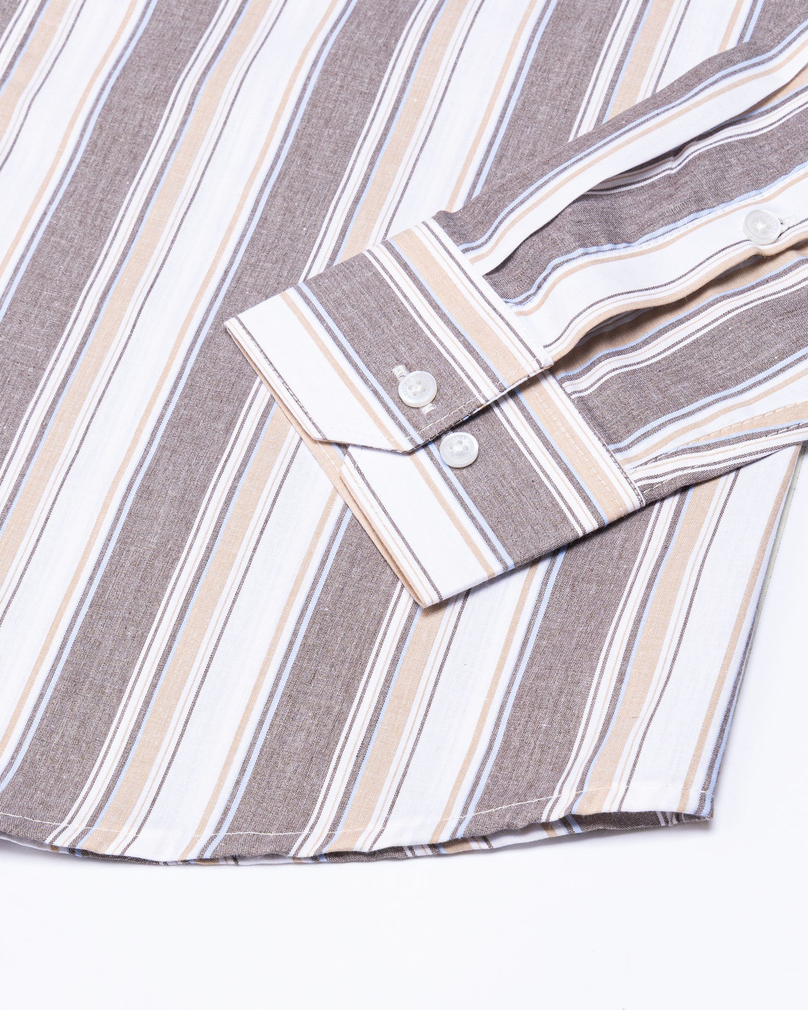 Rubern Brown Stripes Button Down Cotton Shirt - John Ellies
