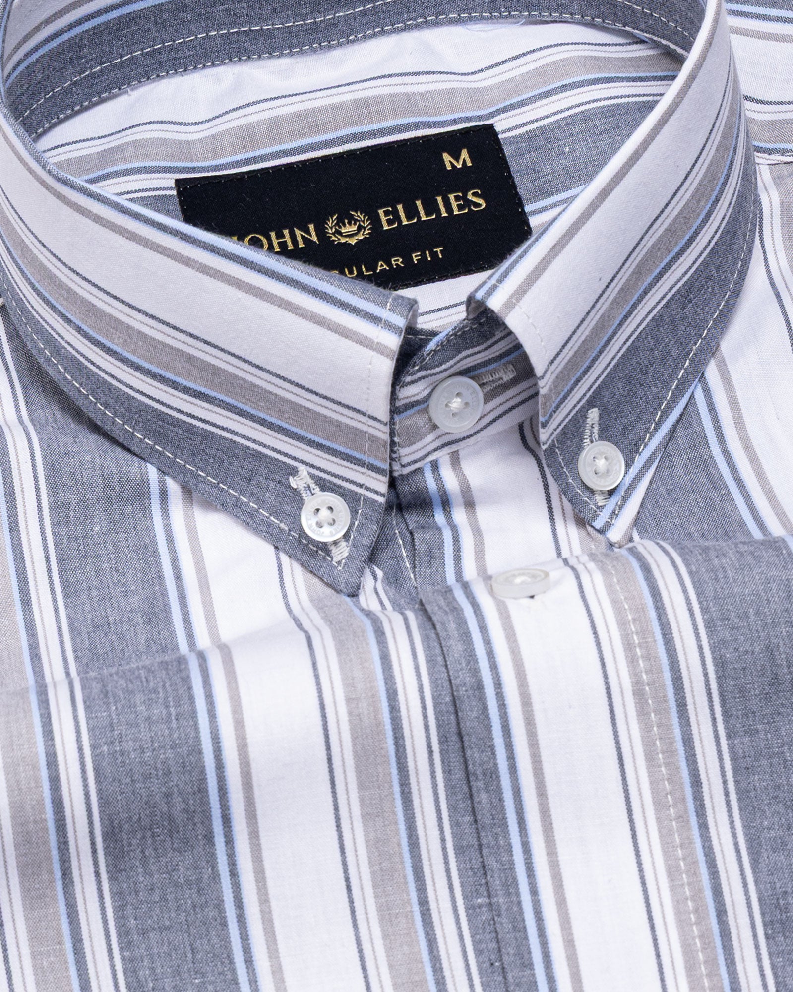 Rubern Navy Blue Stripes Button Down Cotton Shirt - John Ellies