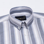 Rubern Navy Blue Stripes Button Down Cotton Shirt - John Ellies