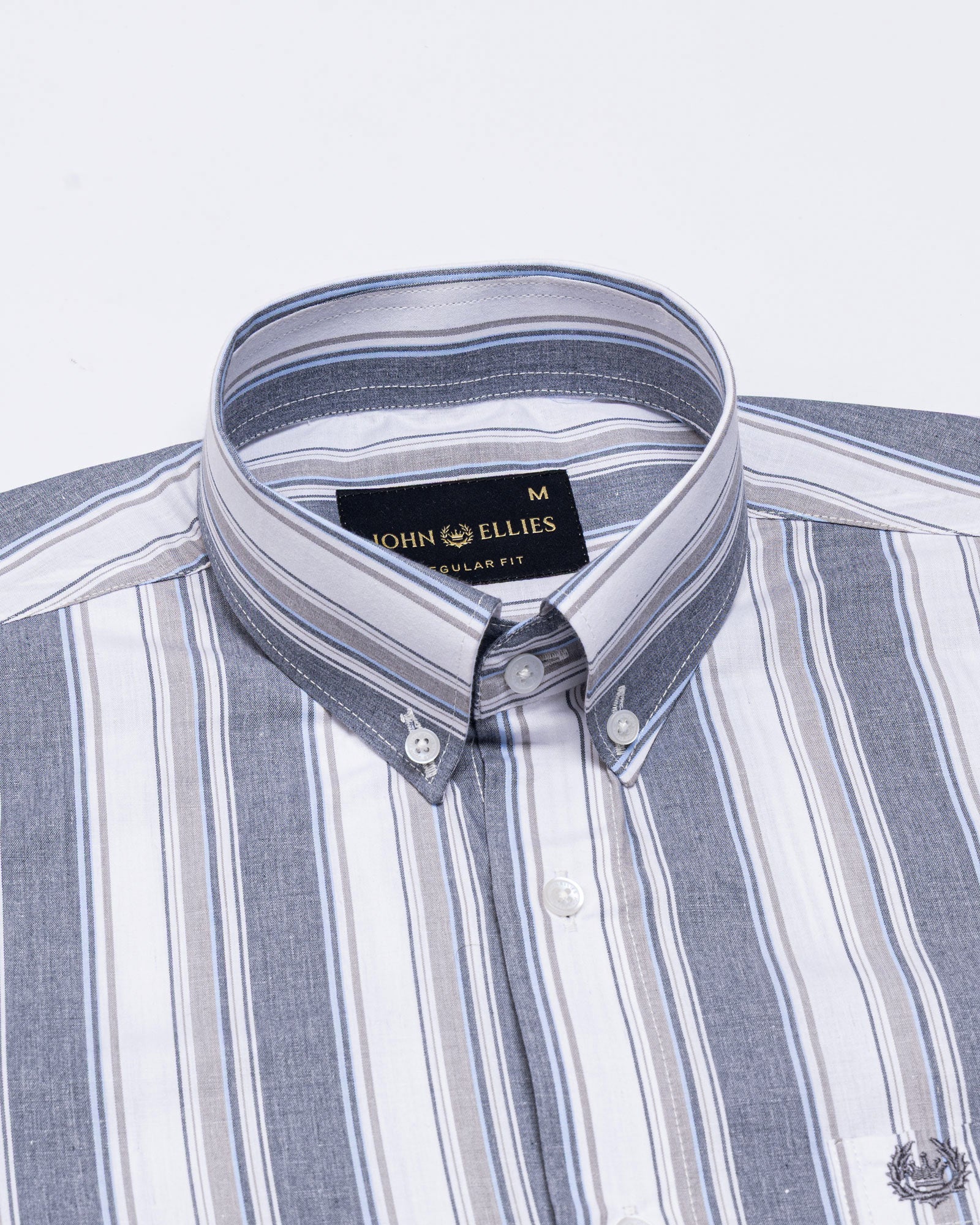 Rubern Navy Blue Stripes Button Down Cotton Shirt - John Ellies