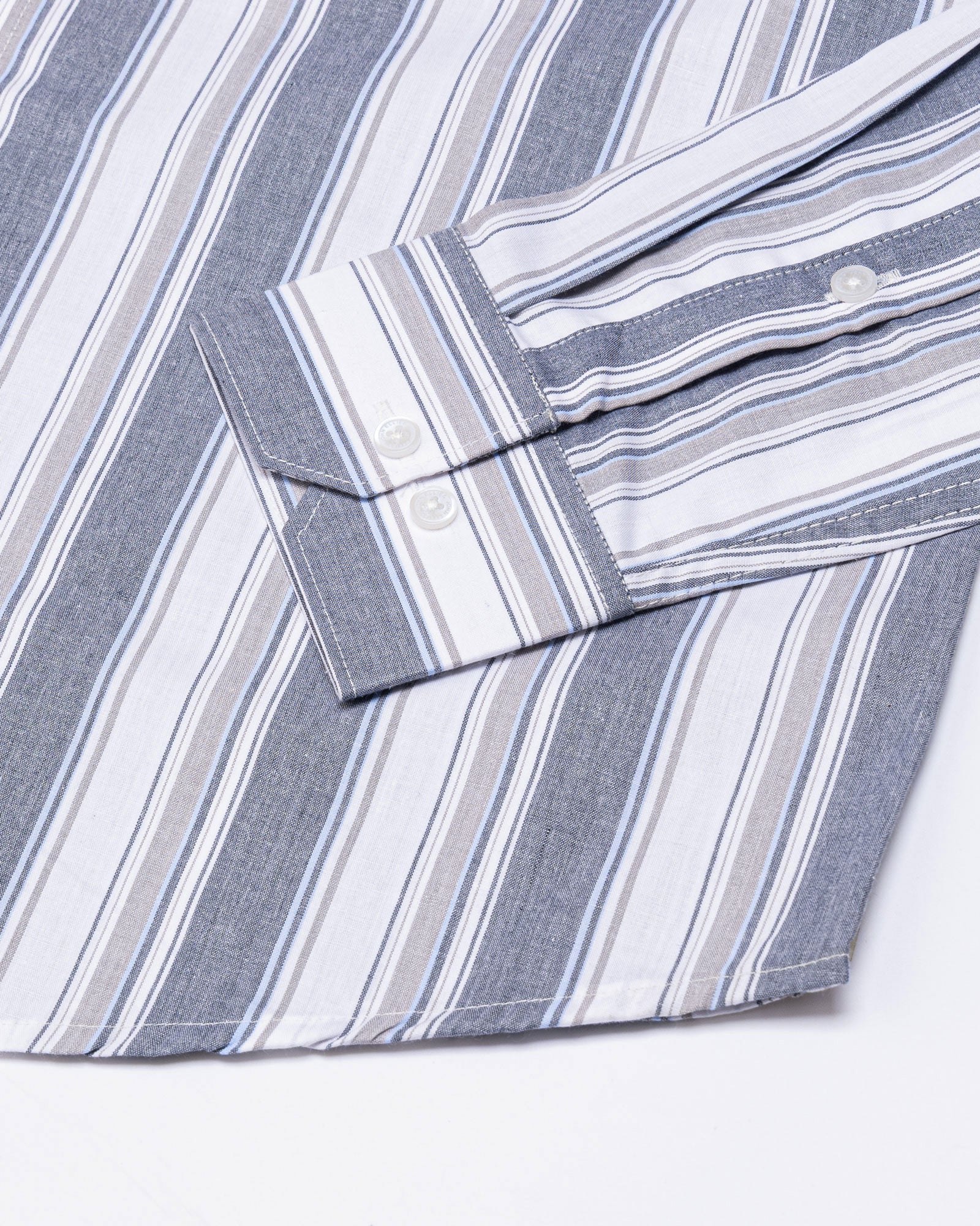 Rubern Navy Blue Stripes Button Down Cotton Shirt - John Ellies
