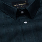 Veda Teal Stripes Linen Shirt - John Ellies
