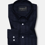 Veda Navy Blue Stripes Linen Shirt - John Ellies