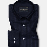 Veda Navy Blue Stripes Linen Shirt - John Ellies