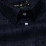 Veda Navy Blue Stripes Linen Shirt - John Ellies
