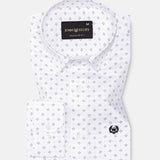 Santry Navy Blue Geometric Printed Cotton Shirt
