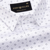 Santry Navy Blue Geometric Printed Cotton Shirt