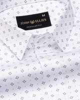 Santry Navy Blue Geometric Printed Cotton Shirt