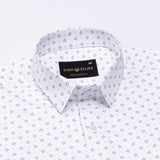 Santry Navy Blue Geometric Printed Cotton Shirt