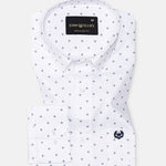 Santry Navy Blue Star Geometric Printed Cotton Shirt - John Ellies