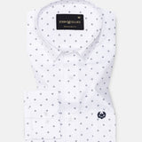 Santry Navy Blue Star Geometric Printed Cotton Shirt - John Ellies