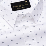 Santry Navy Blue Star Geometric Printed Cotton Shirt - John Ellies