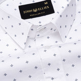 Santry Navy Blue Star Geometric Printed Cotton Shirt - John Ellies