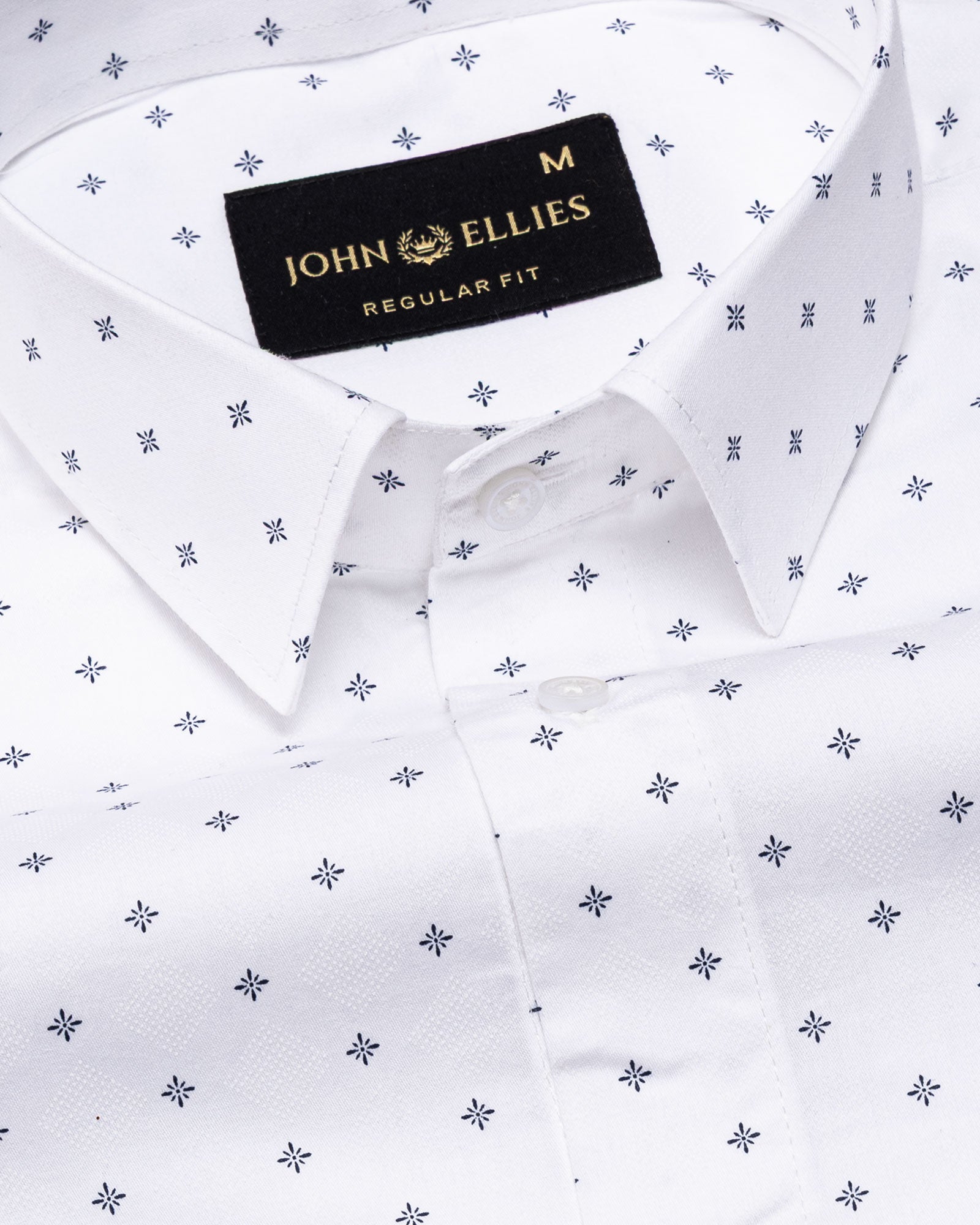Santry Navy Blue Star Geometric Printed Cotton Shirt - John Ellies