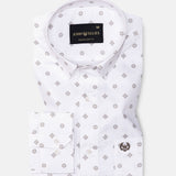 Santry Brown Geometric Printed Cotton Shirt