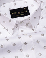 Santry Brown Geometric Printed Cotton Shirt