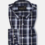 Celsi Navy Blue Check Cotton Shirt
