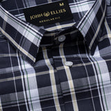 Celsi Navy Blue Check Cotton Shirt