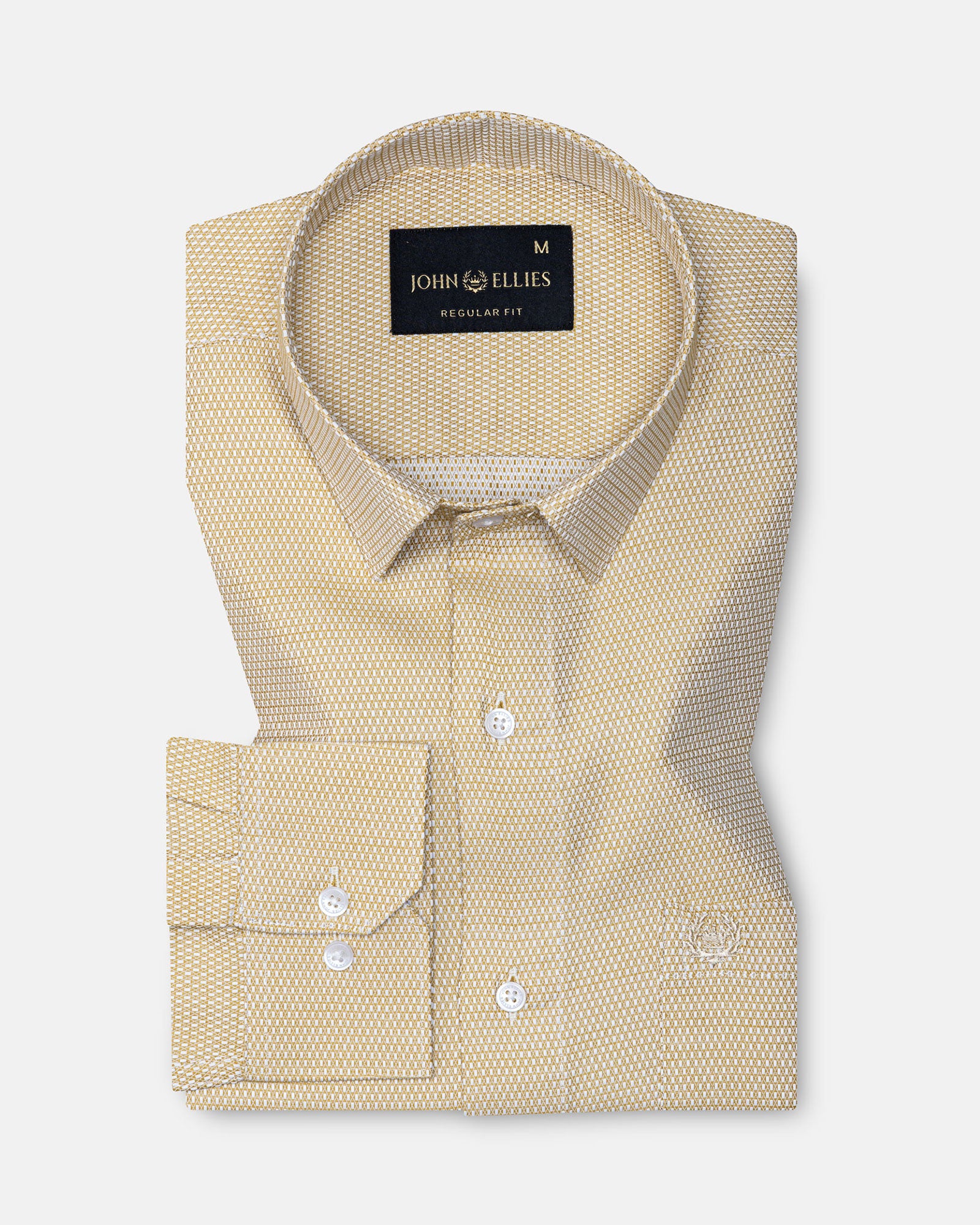 Floxiix Yellow Geometric Textured Cotton Shirt - John Ellies