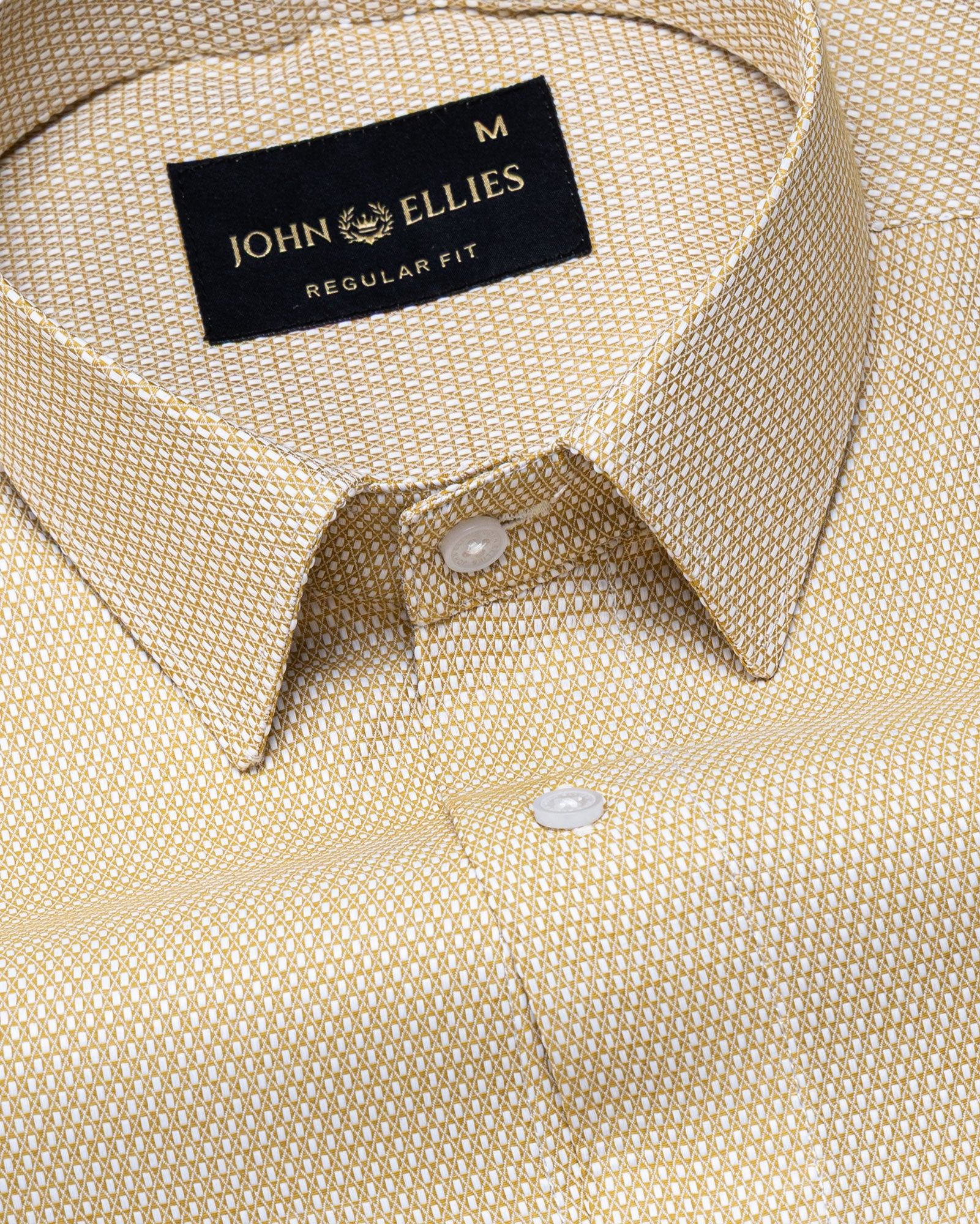 Floxiix Yellow Geometric Textured Cotton Shirt - John Ellies