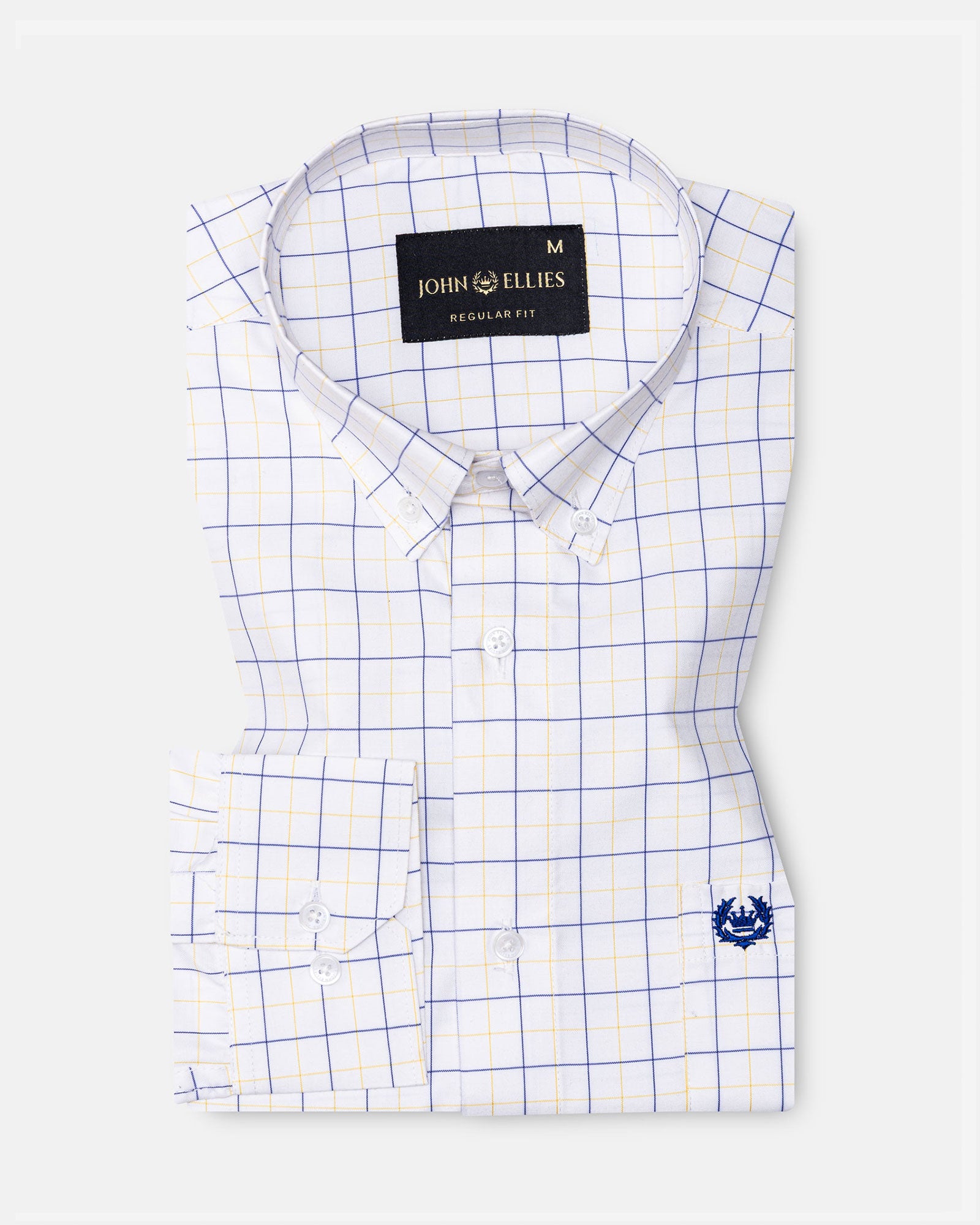 Ruvin Yellow Check Button Down Cotton Shirt - John Ellies