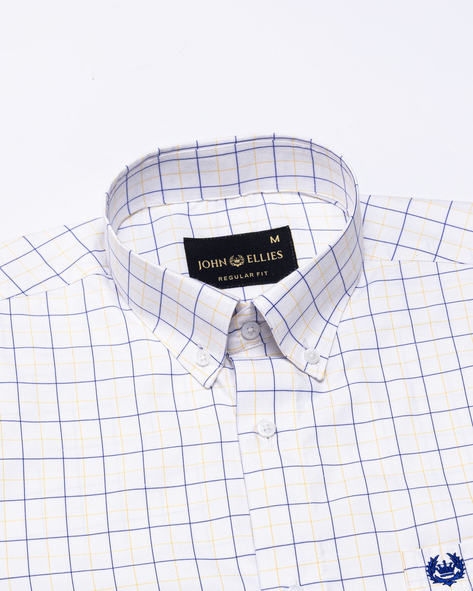 Ruvin Yellow Check Button Down Cotton Shirt - John Ellies