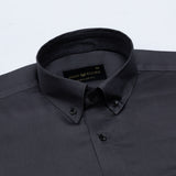 Griphen Grey Plain Button Down Cotton Shirt - John Ellies