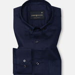 Griphen Navy Blue Plain Button Down Cotton Shirt - John Ellies