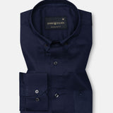 Griphen Navy Blue Plain Button Down Cotton Shirt - John Ellies