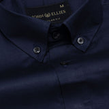 Griphen Navy Blue Plain Button Down Cotton Shirt - John Ellies